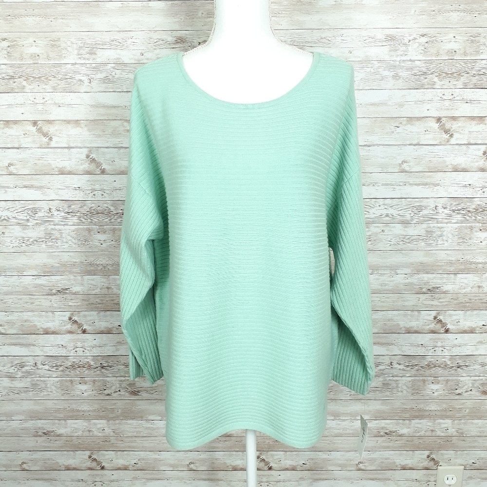Style & Co Ribbed Top XL Mint Green 267